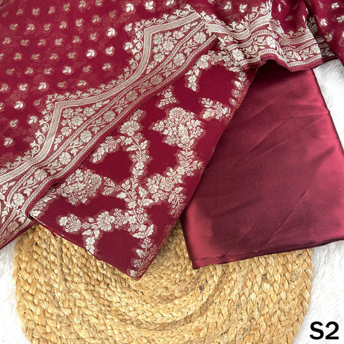 Zari Work Banarasi Georgette Unstiched Suit Fabric - S2