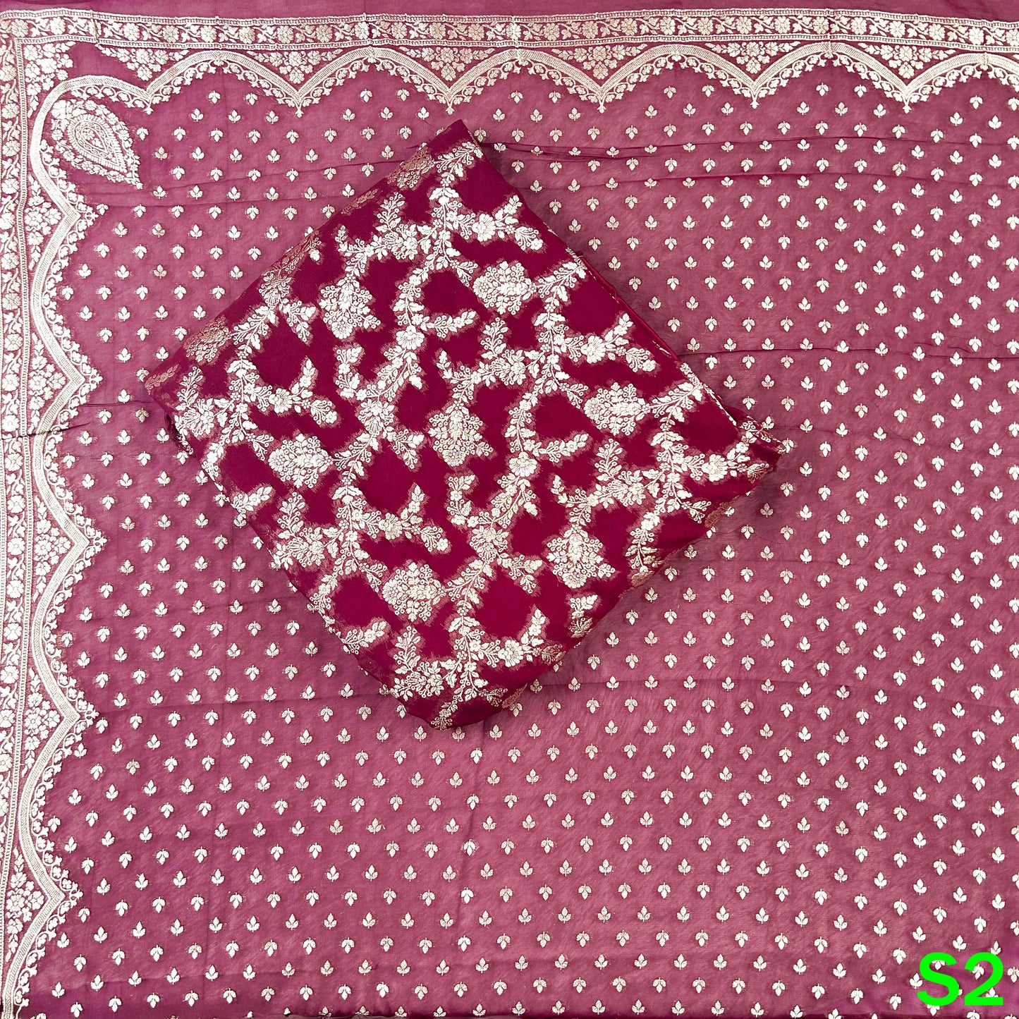 Zari Work Banarasi Georgette Unstiched Suit Fabric - S2