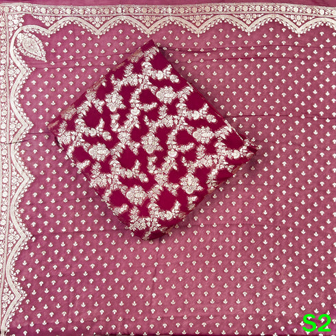 Zari Work Banarasi Georgette Unstiched Suit Fabric - S2