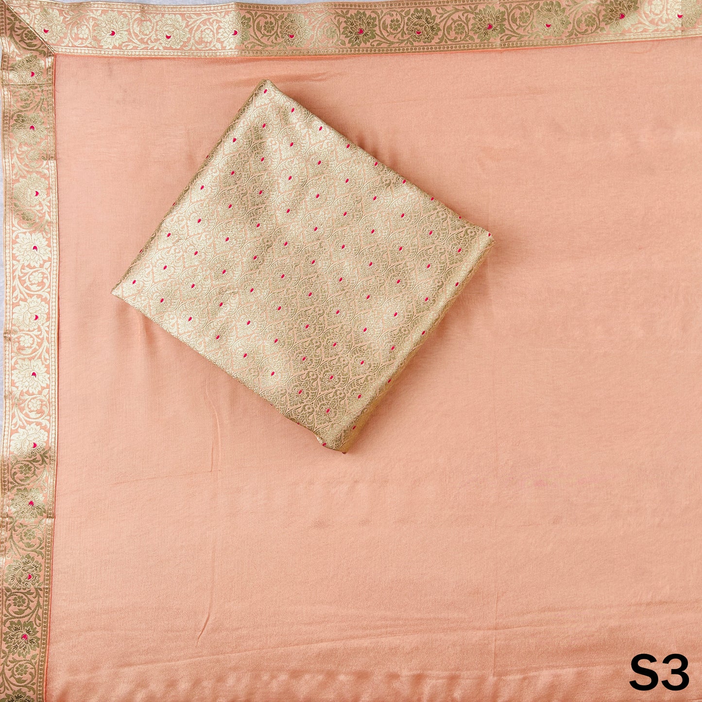 Zari Work Banarasi Jacquard Unstiched Suit Fabric - S3