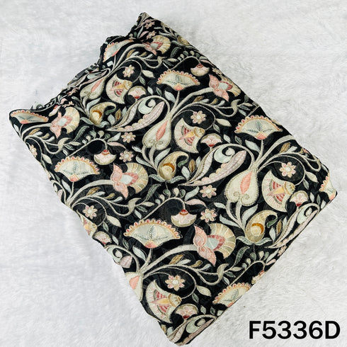 Digital Print Zari Embroidered Georgette Fabric - F5336