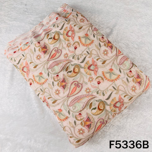 Digital Print Zari Embroidered Georgette Fabric - F5336