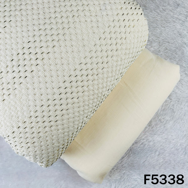 Cut Dana Thread Embroidered Linen Cotton Fabric - F5338