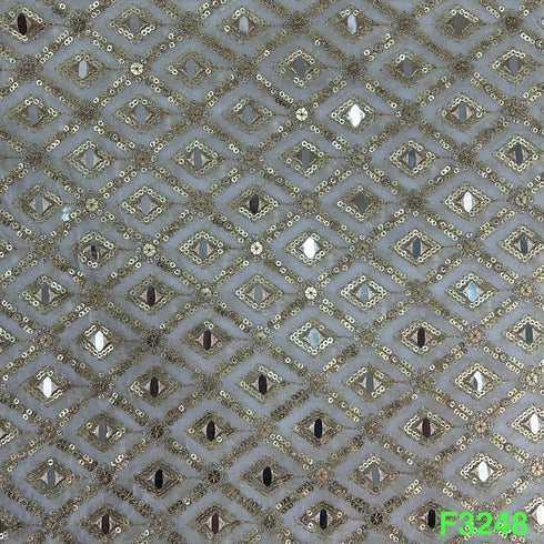 Dyeable Zari Sequins Embroidered Georgette Fabric-F3248