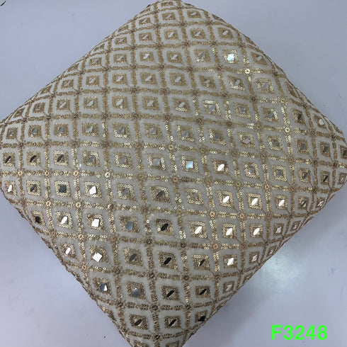 Dyeable Zari Sequins Embroidered Georgette Fabric-F3248