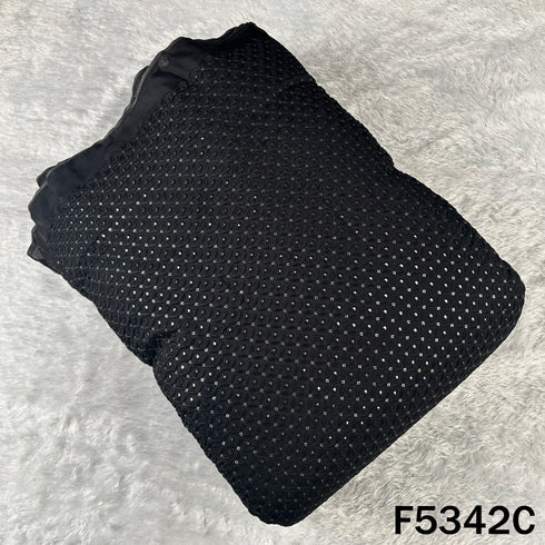 Thread Sequins Embroidered Upada Silk Fabric - F5342