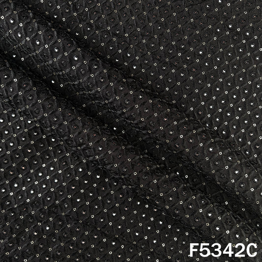 Thread Sequins Embroidered Upada Silk Fabric - F5342