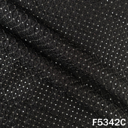 Thread Sequins Embroidered Upada Silk Fabric - F5342