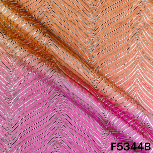 Gota Patti Work Ombre Shade Chinnon Chiffon Fabric - F5344