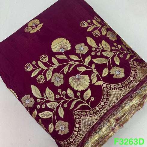 Zari Work Upara Silk Fabric-F3263