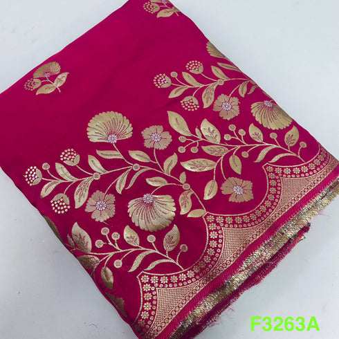 Zari Work Upara Silk Fabric-F3263