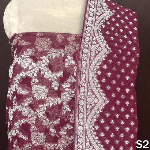 Zari Work Banarasi Georgette Unstiched Suit Fabric - S2