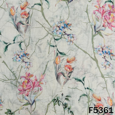 Digital Print Linen Cotton Fabric - F5361