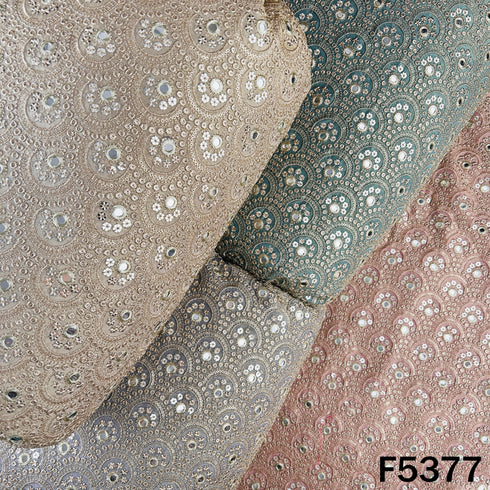 Zari Sequins Embroidered Shimmer Tissue Fabric - F5377