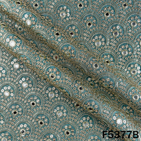 Zari Sequins Embroidered Shimmer Tissue Fabric - F5377