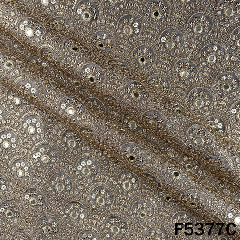 Zari Sequins Embroidered Shimmer Tissue Fabric - F5377