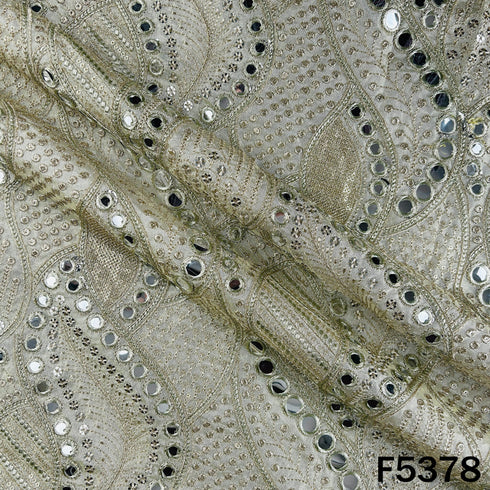 Zari Sequins Embroidered Shimmer Tissue Fabric - F5378