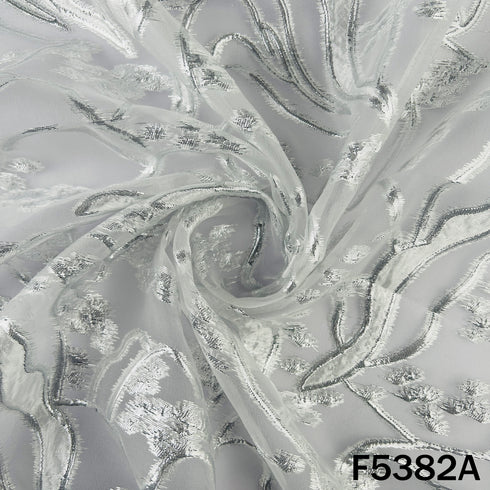 Self Embroidered Organza Fabric - F5382