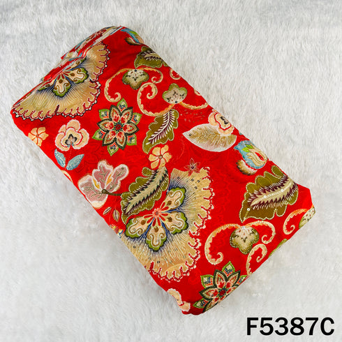 Positional Print Thread Sequins Embroidered Organza Fabric - F5387