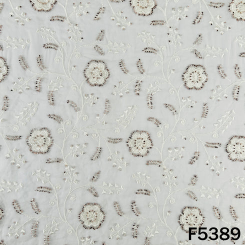 Dyeable Cut Dana Thread Embroidered Georgette Fabric - F5389