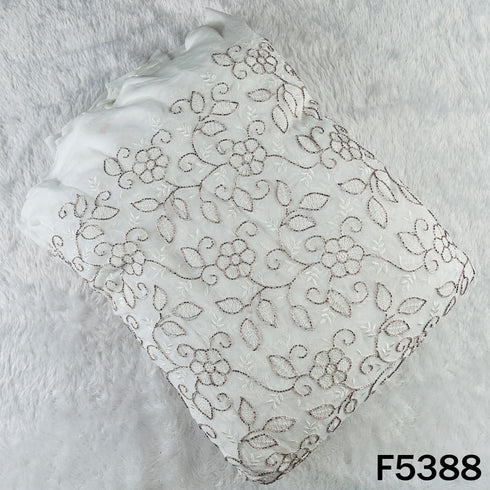 Dyeable Cut Dana Thread Embroidered Georgette Fabric - F5388