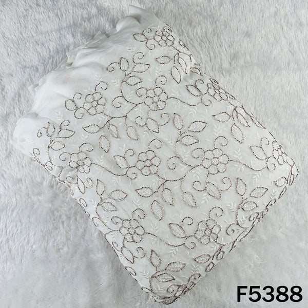 Dyeable Cut Dana Thread Embroidered Georgette Fabric - F5388