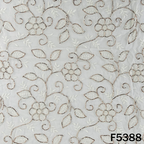 Dyeable Cut Dana Thread Embroidered Georgette Fabric - F5388
