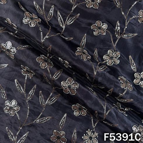 Cut Dana Sequins Embroidered Upada Silk Fabric - F5391