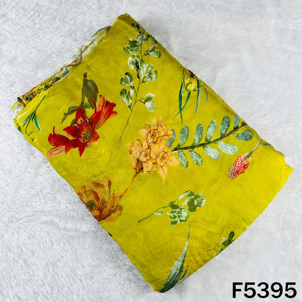 Digital Print Mukesh Work Chinnon Chiffon Fabric - F5395
