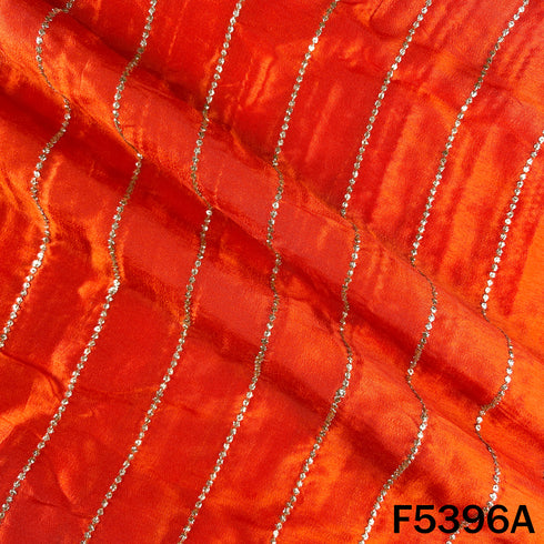 Zari Sequins Embroidered Tussar Silk Fabric - F5396