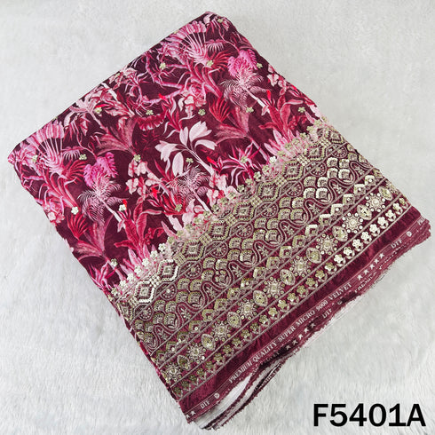 Zari Sequins Embroidered Velvet Fabric - F5401