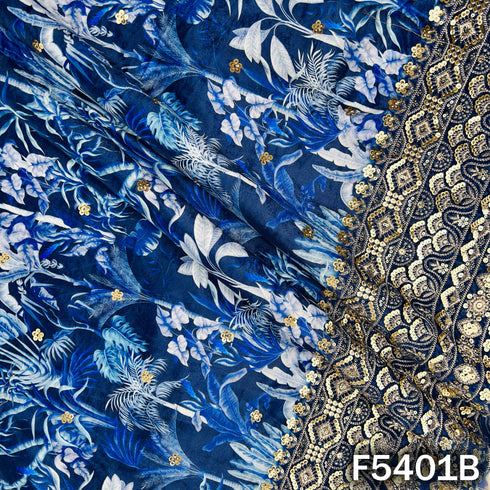 Zari Sequins Embroidered Velvet Fabric - F5401