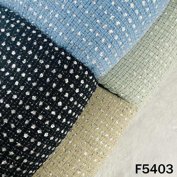 Cut Dana Sequins Embroidered Tweed Fabric - F5403