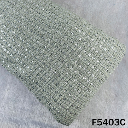 Cut Dana Sequins Embroidered Tweed Fabric - F5403