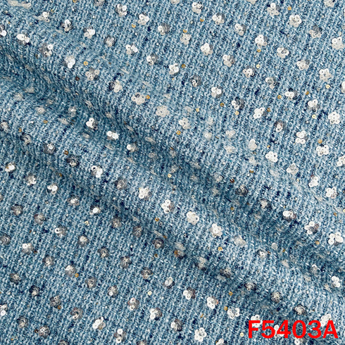 Cut Dana Sequins Embroidered Tweed Fabric - F5403