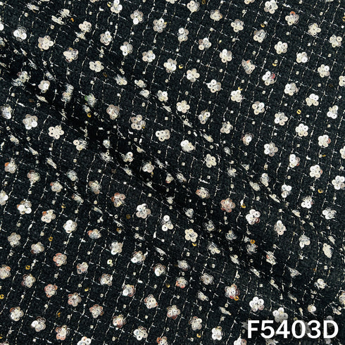 Cut Dana Sequins Embroidered Tweed Fabric - F5403