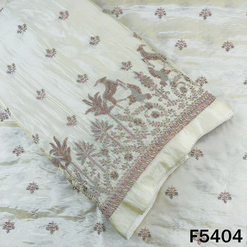 Dyeable Cut Dana Thread Embroidered Shimmer Tissue Fabric - F5404