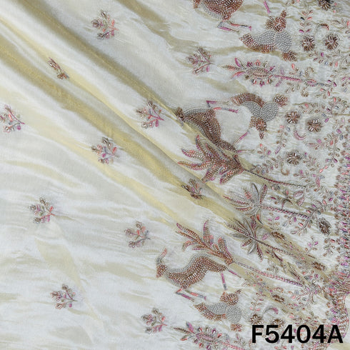 Dyeable Cut Dana Thread Embroidered Shimmer Tissue Fabric - F5404