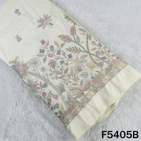 Zari Thread Sequins Embroidered Dupion Silk Fabric - F5405