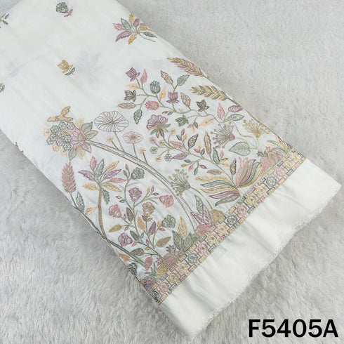 Zari Thread Sequins Embroidered Dupion Silk Fabric - F5405