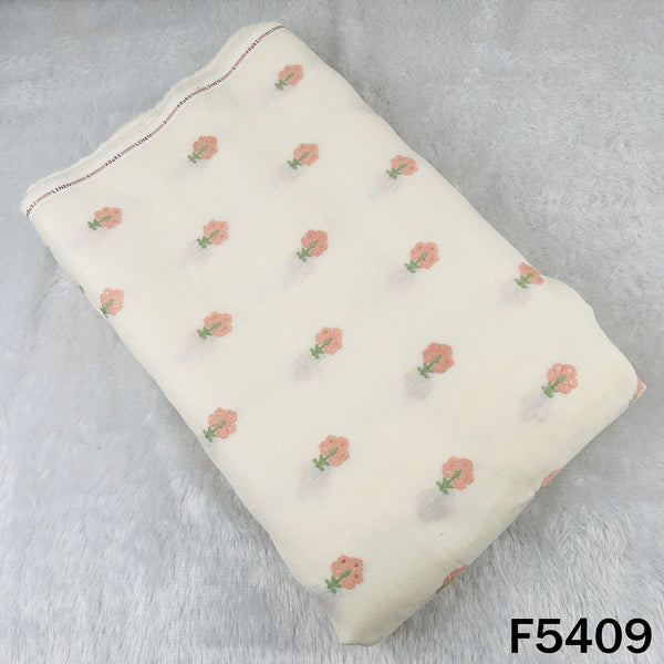 Thread Sequins Work Linen Cotton Fabric - F5409