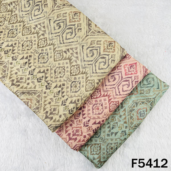 ikat Print Pure Tussar Silk Fabric - F5412