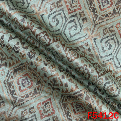 ikat Print Pure Tussar Silk Fabric - F5412