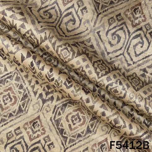 ikat Print Pure Tussar Silk Fabric - F5412