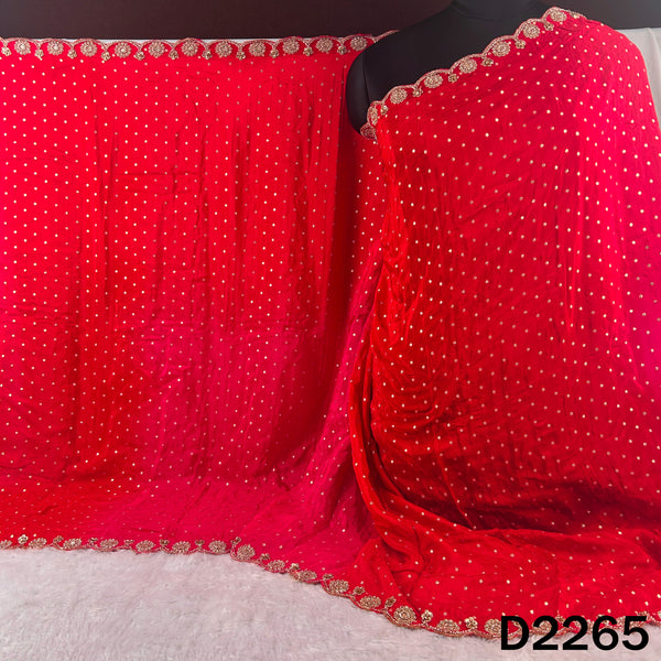 Cut Dana Zari Sequins Embroidered Dola Silk Dupatta - D2265