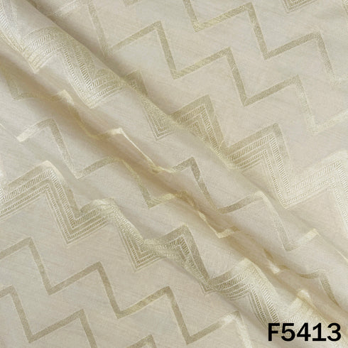 Zari Work Pure Monga Silk Fabric - F5413