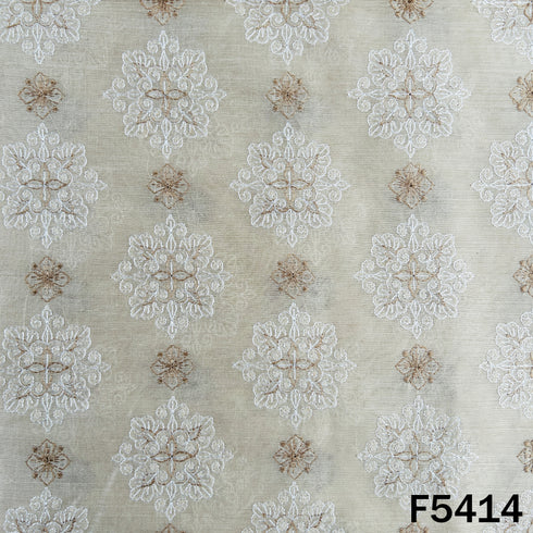 Thread Embroidered Pure Monga Silk Fabric - F5414