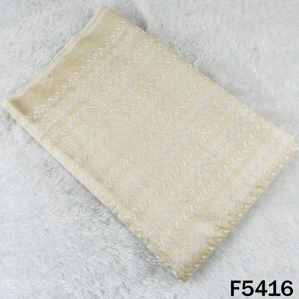 Thread Embroidered Pure Monga Silk Fabric - F5416