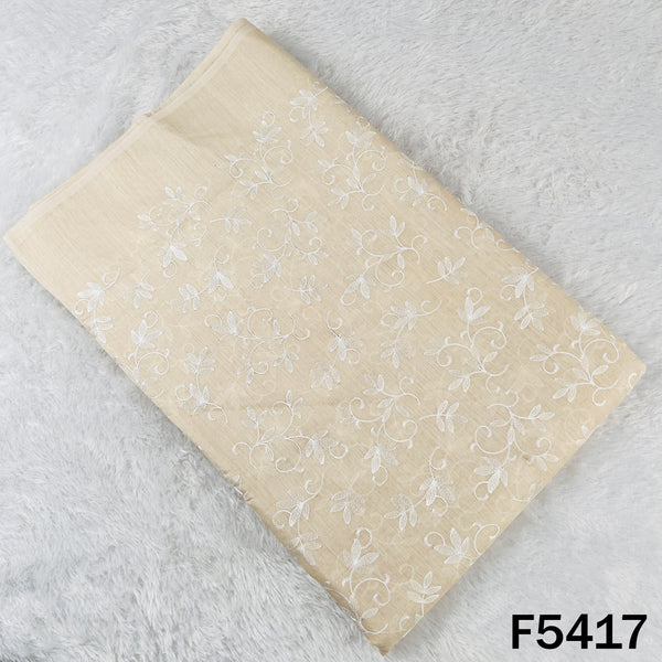 Thread Embroidered Pure Monga Silk Fabric - F5417