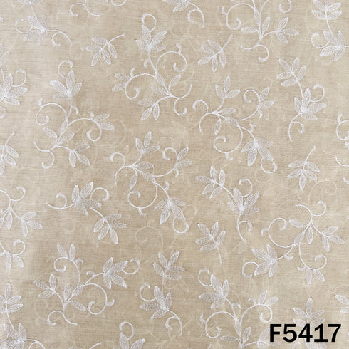 Thread Embroidered Pure Monga Silk Fabric - F5417